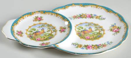 Chelsea Bird Blue Plate for Dessert Plate & Cup Set
