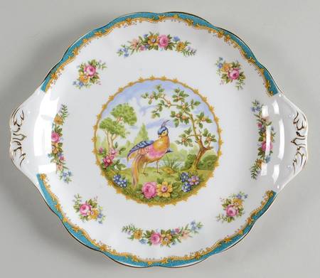 Chelsea Bird Blue Handled Cake Plate