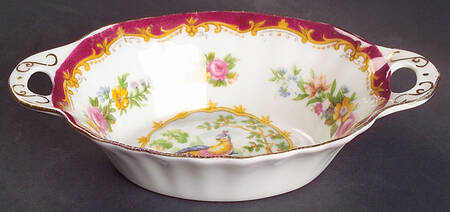 Chelsea Bird Maroon 5" Oval Sweet Meat Dish