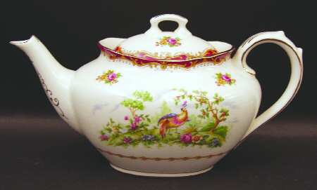 Chelsea Bird Maroon Mini Teapot & Lid