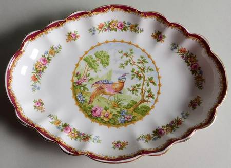 Chelsea Bird Maroon Oblong Tray