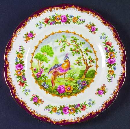 Chelsea Bird Maroon Dessert/Pie Plate