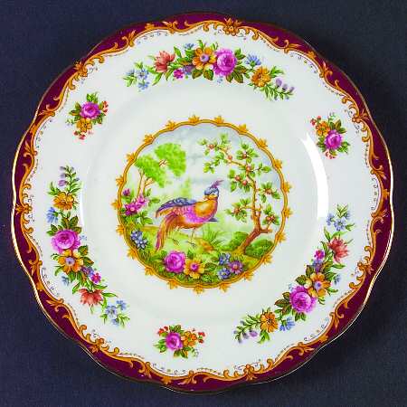 Chelsea Bird Maroon Bread & Butter Plate