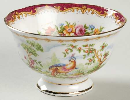 Chelsea Bird Maroon Open Sugar Bowl