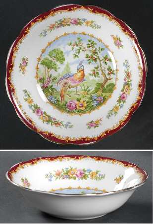Chelsea Bird Maroon Coupe Cereal Bowl