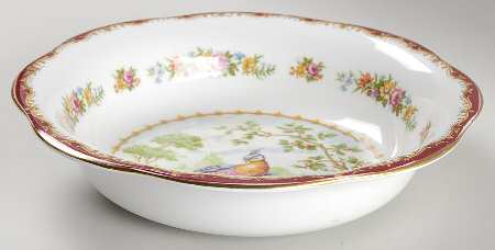 Chelsea Bird Maroon 9" Round Vegetable Bowl