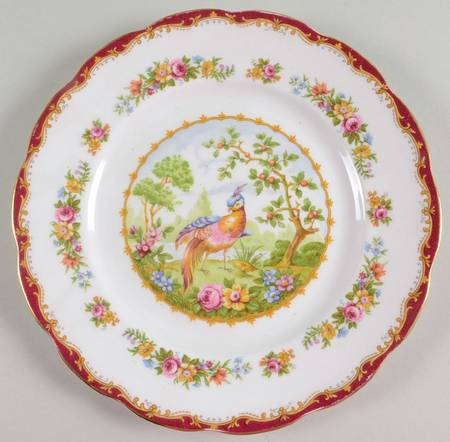Chelsea Bird Maroon Luncheon Plate