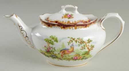 Chelsea Bird Maroon Individual Teapot & Lid