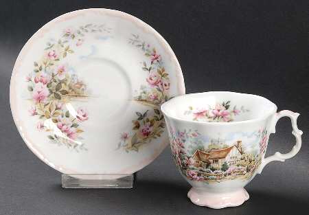 Cottage Garden Year Series Footed Cup & Saucer Set