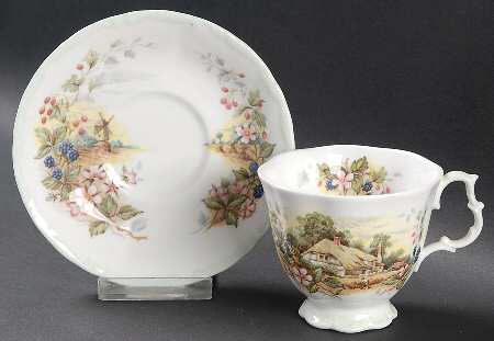 Cottage Garden Year Series Footed Cup & Saucer Set