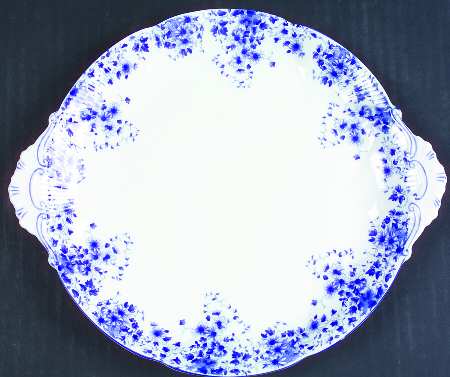 Dainty Blue Handled Cake Plate