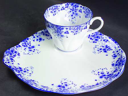 Dainty Blue Snack Plate & Cup Set