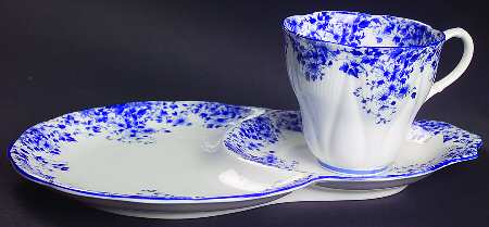 Dainty Blue Dessert Plate & Cup Set