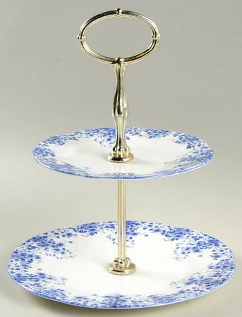 Dainty Blue 2-Tiered Serving Tray (Salad & Bread/Butter Plate)