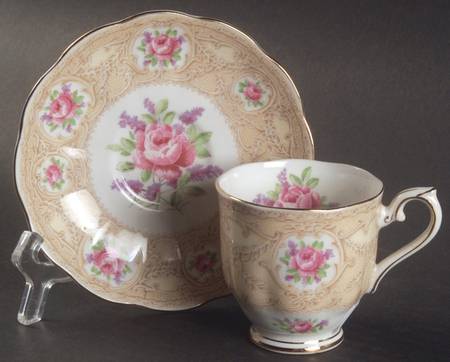 Devonshire Lace Footed Demitasse Cup & Saucer Set