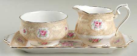 Devonshire Lace Creamer & Open Sugar with Tray