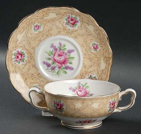 Devonshire Lace Footed Cream Soup Bowl & Saucer Set