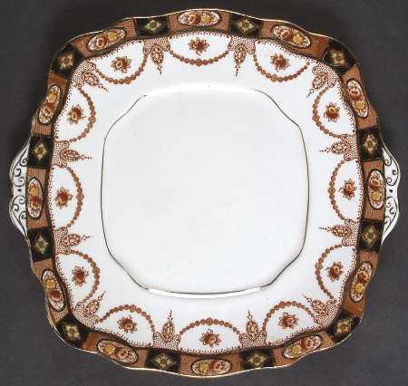 Devon Black (Scalloped) Square Handled Cake Plate