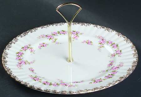 Dimity Rose Round Serving Plate with Handle (DP) by Royal Albert