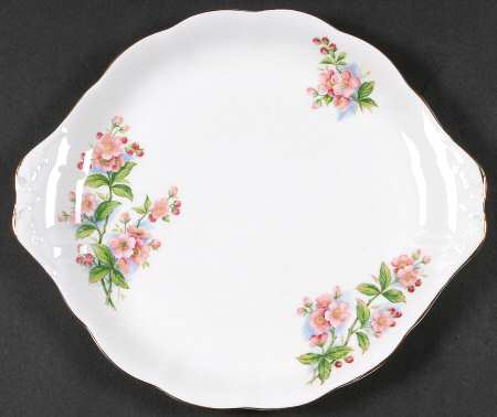 Evesham (Apple Blossoms) Handled Cake Plate