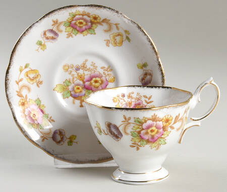 Evesham (Multicolored Floral) Footed Cup & Saucer Set