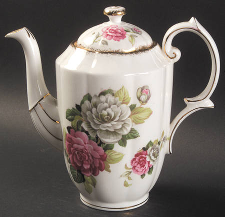 Evening Rhapsody (Pink & White Floral) Mini Coffee Pot & Lid