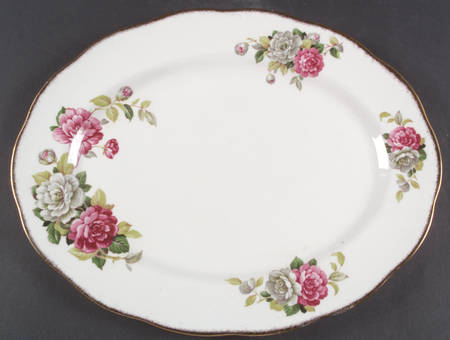 Evening Rhapsody (Pink & White Floral) 15" Oval Serving Platter