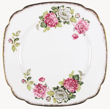Evening Rhapsody (Pink & White Floral) Square Dinner Plate