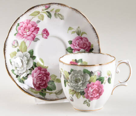 Evening Rhapsody (Pink & White Floral) Flat Cup & Saucer Set