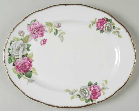 Evening Rhapsody (Pink & White Floral) 12" Oval Serving Platter