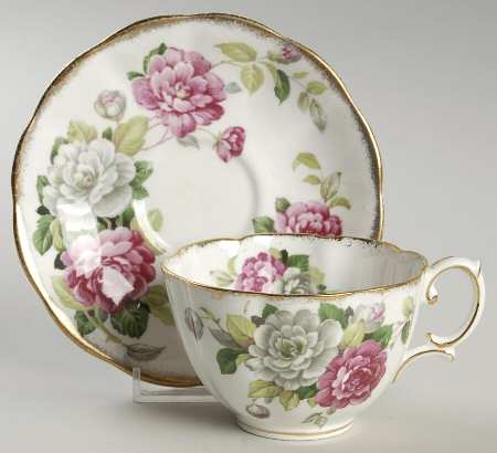 Evening Rhapsody (Pink & White Floral) Footed Cup & Saucer Set