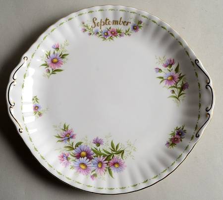 Flower of The Month (Newer, Montrose) Handled Cake Plate