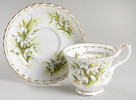 Flower of The Month (Newer, Montrose) Footed Cup & Saucer Set