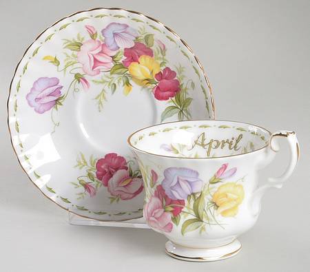 Flower of The Month (Newer, Montrose) Footed Cup & Saucer Set