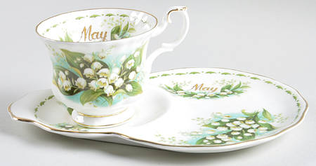 Flower of The Month (Newer, Montrose) Plate for Dessert Plate & Cup Set