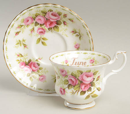 Flower of The Month (Newer, Montrose) Footed Cup & Saucer Set