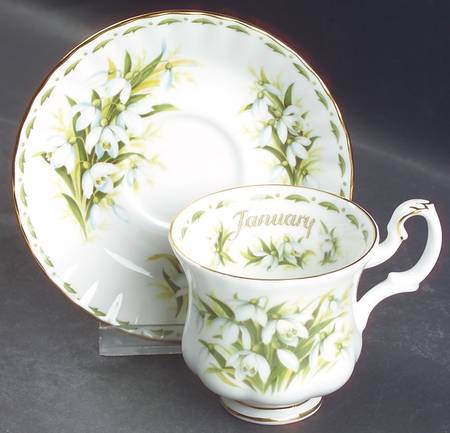 Flower of The Month (Newer, Montrose) Footed Demitasse Cup & Saucer Set