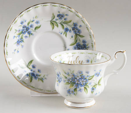 Flower of The Month (Newer, Montrose) Footed Cup & Saucer Set
