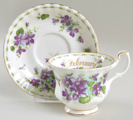 Flower of The Month (Newer, Montrose) Footed Cup & Saucer Set