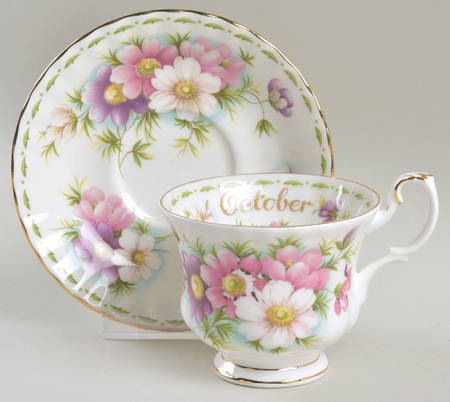 Flower of The Month (Newer, Montrose) Footed Cup & Saucer Set