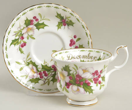 Flower of The Month (Newer, Montrose) Footed Cup & Saucer Set