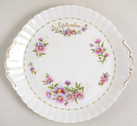 Flower of The Month (Newer, Montrose) Handled Cake Plate