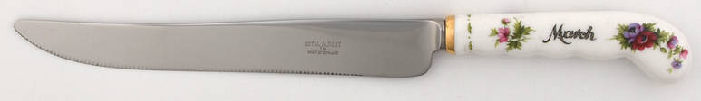 Flower of The Month (Newer, Montrose) Cake Knife/Server with Stainless Blade