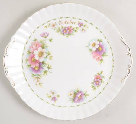 Flower of The Month (Newer, Montrose) Handled Cake Plate
