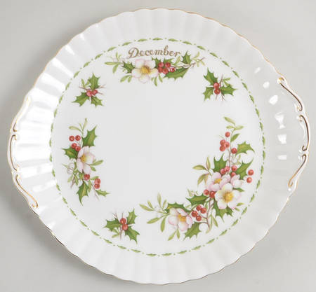 Flower of The Month (Newer, Montrose) Handled Cake Plate