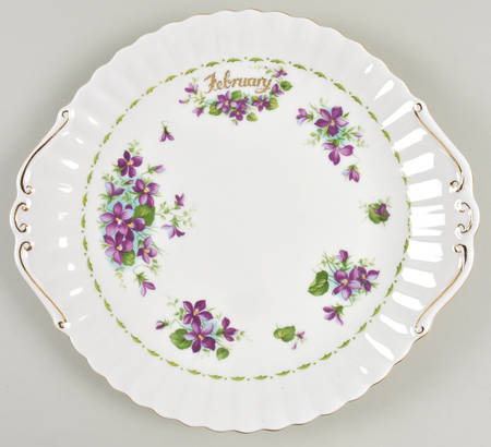 Flower of The Month (Newer, Montrose) Handled Cake Plate