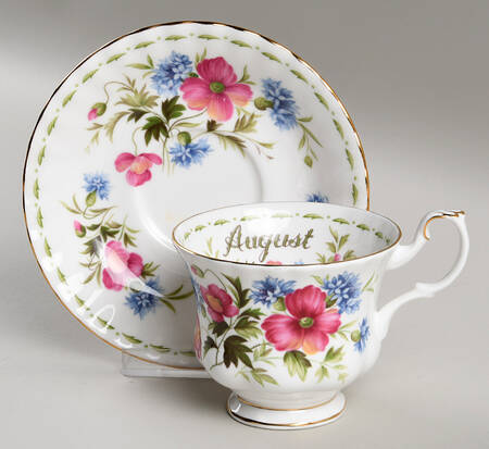 Flower of The Month (Newer, Montrose) Footed Cup & Saucer Set
