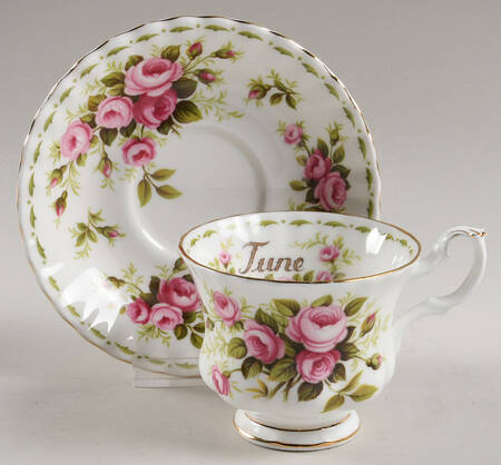 Flower of The Month (Newer, Montrose) Footed Demitasse Cup & Saucer Set