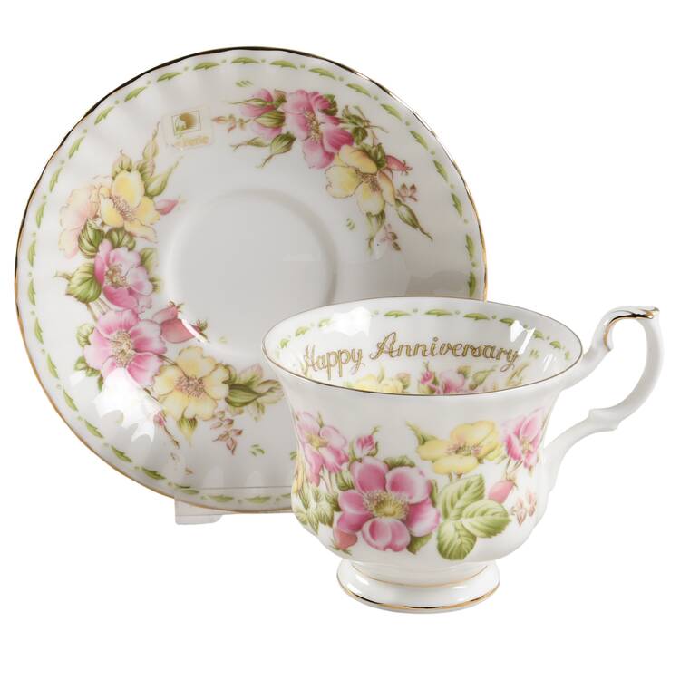 Flower of The Month (Newer, Montrose) Footed Cup & Saucer Set