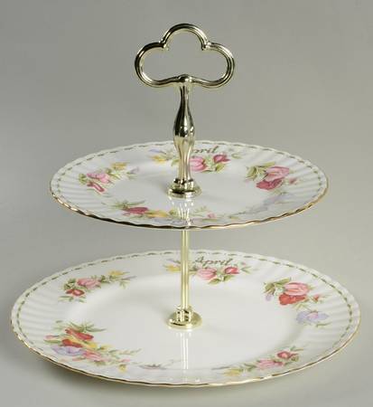 Flower of The Month (Newer, Montrose) 2 Tiered Serving Tray (Dinner & Salad Plate)
